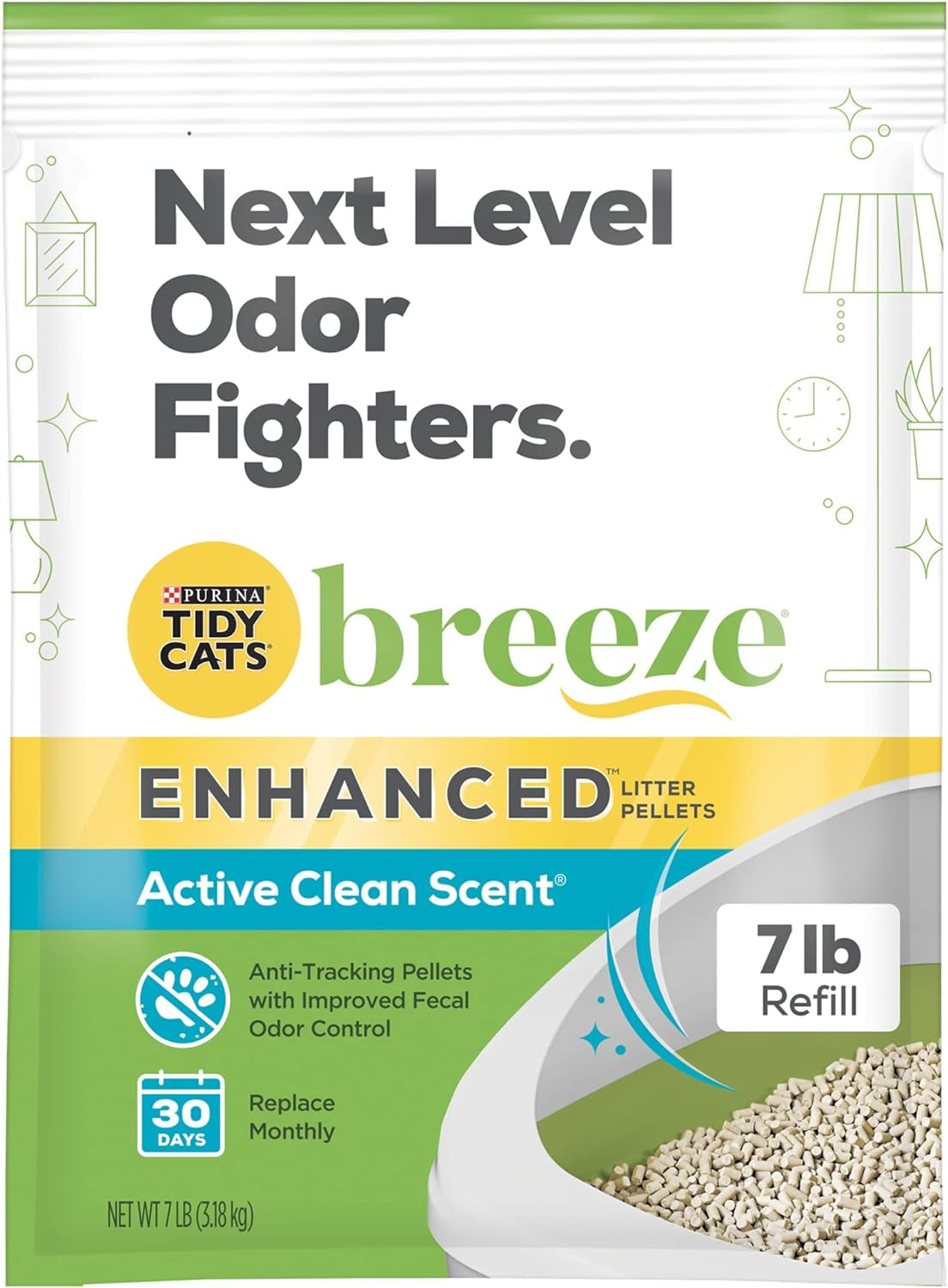 Purina Scented Litter Pellets, Breeze Enhanced Refill Litter Pellets in Recyclable Box - (Pack of 4) 7 Lb. Bags