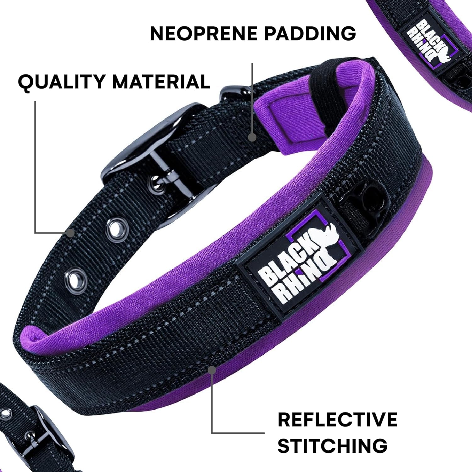 - the Comfort Collar Ultra Soft Neoprene Padded Dog Collar for All Breeds - Heavy Duty Adjustable Reflective Weatherproof (Medium, Purple/Bl)