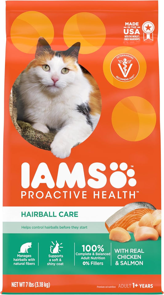 PROACTIVE HEALTH Adult Hairball Care Dry Cat Food with Chicken and Salmon Cat Kibble, 7 Lb. Bag