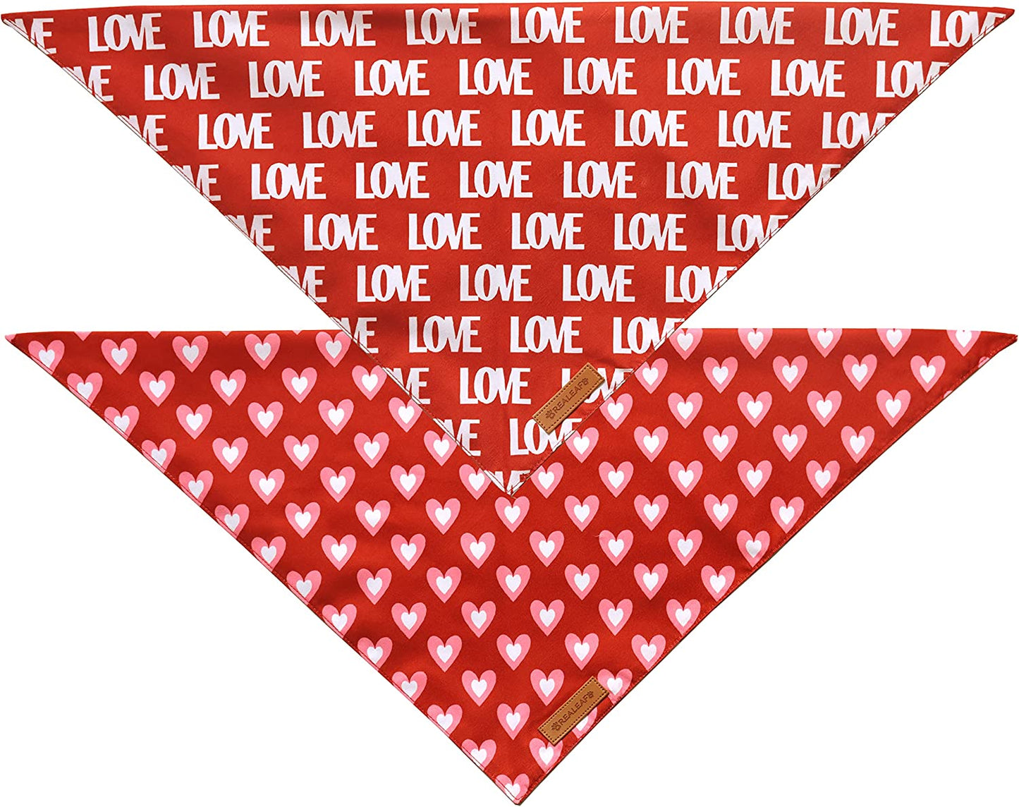 Holiday Dog Bandanas 2 Pack, Triangle Reversible Valentine'S Day Pet Scarf for Boy and Girl, Premium Durable Fabric, Bandana for Medium and Large Dogs (Large)