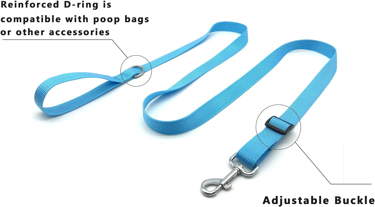 Adjustable Nylon Dog Leash, 6 Foot Long Dog Leashes for Medium Large Dogs