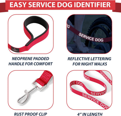 Service Dog Vest with Hook and Loop Straps & Matching Service Dog Leash Set - Harnesses from XXS to XXL - Service Dog Harness Features Reflective Patch and Comfortable Mesh Design