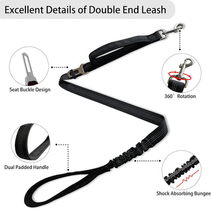 Double Dog Leash, Dual Leash for Dogs 360° No Tangle Two Dogs Leash Adjustable Tangle Free Double Leash for Small Medium Large Dogs Walking Training(Black)