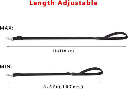 Adjustable Nylon Dog Leash, 6 Foot Long Dog Leashes for Medium Large Dogs