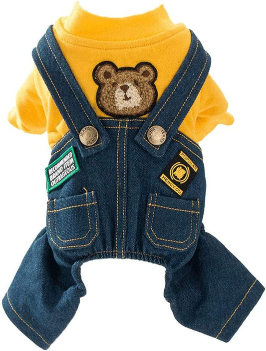 Dog Costume Clothes, Cute Denim Overalls for Small & Medium Pets, Boy & Girl Dogs Coats Jeans T-Shirts Sweatshirts