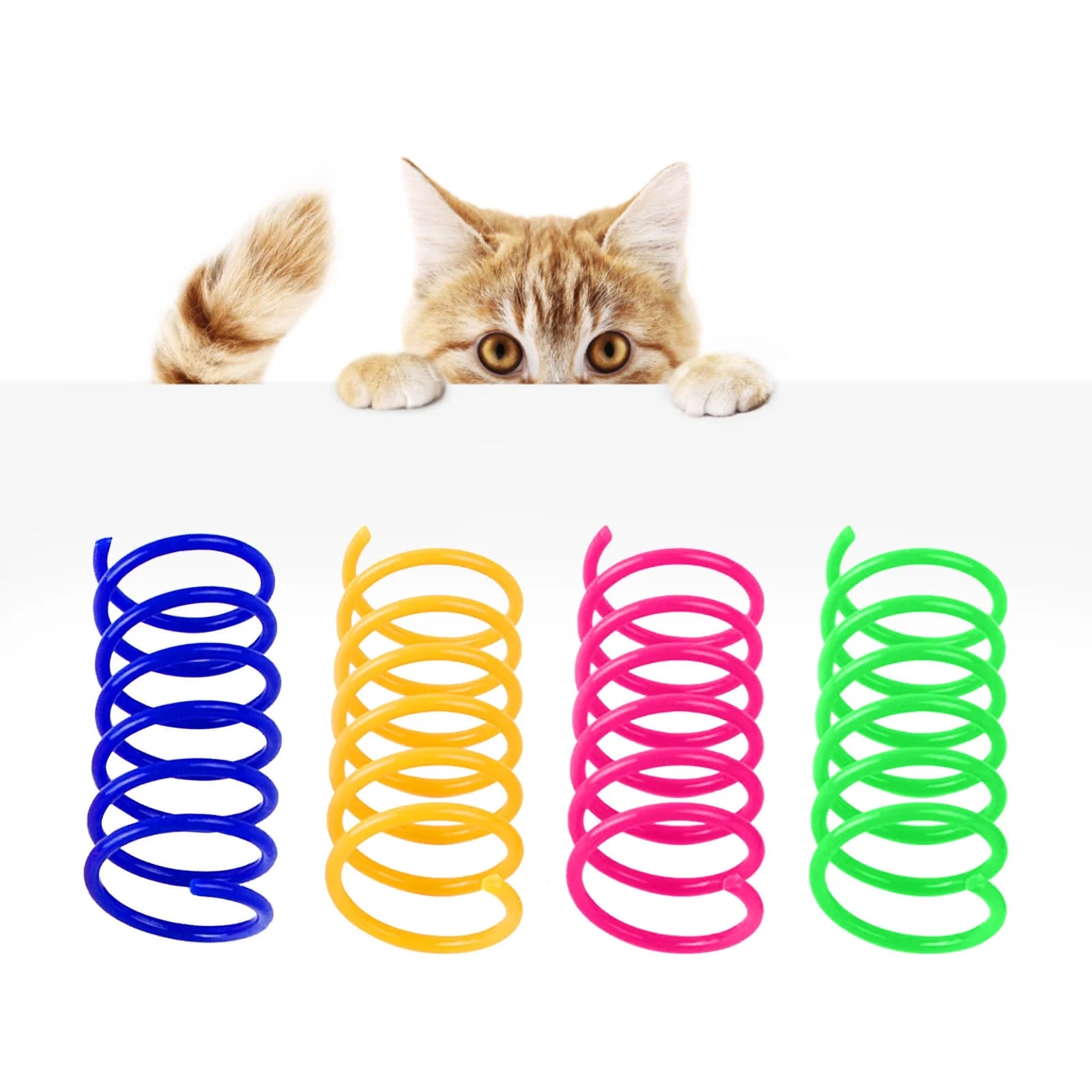 Pet Supplies Interactive Cat Toys for Indoor Cats Durable Coil Color Spring Cat Toys Active Health Fitness Play Coil Coil Spring Toys 12Pcs