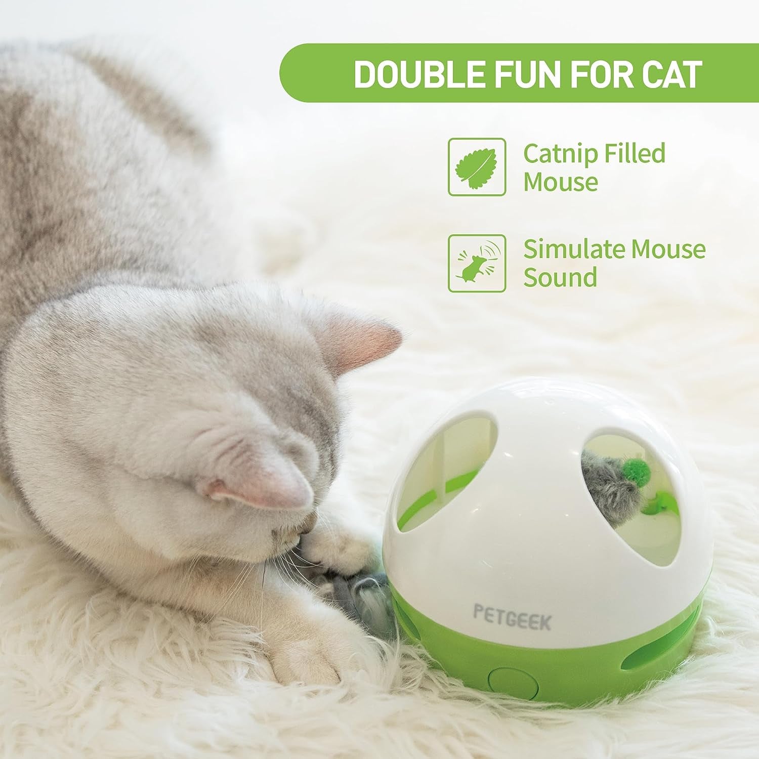 Interactive Cat Toy, Hide Mouse Cat Toy with Squeaky Mouse, Electronic Automatic Cat Toys with Catnip Filled Hidey Mouse, Cat Toys Interactive for Indoor Cats Exercise & Game